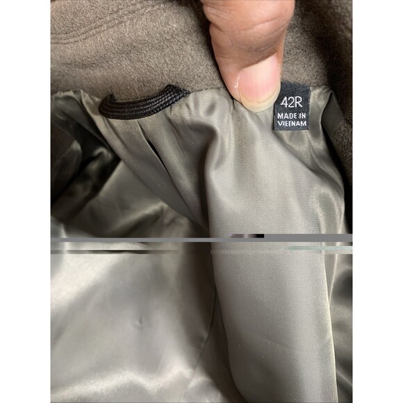 Lauren Ralph Lauren Men Double Breasted Overcoat Wool Blend Olive Green Size 42R - Picture 16 of 16